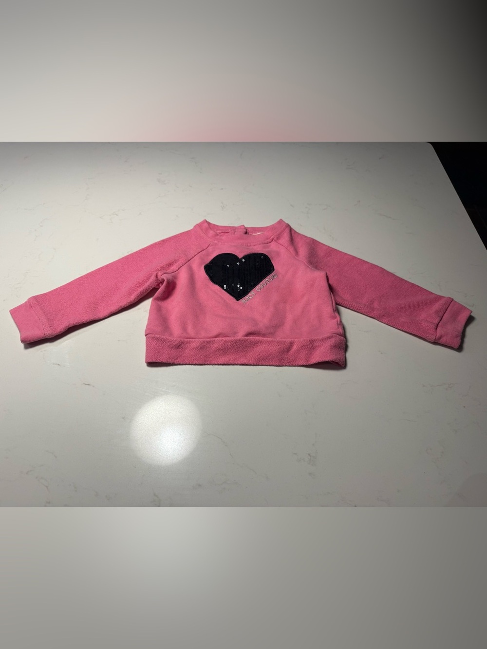 Juicy Couture Pink Kids Sweatshirt with Black Sequin Heart Patch